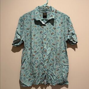 Her Universe Disney XL Cinderella Icon Woven Button Up Shirt Jaq Gus Blue Blouse
